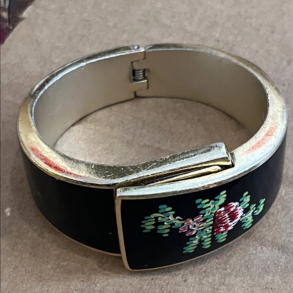 Floral Black and Gold Hinged WATCH WEST GERMANY FANTASIA BY MADANA main image 7